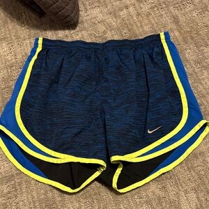 Nike Women's Navy and Yellow Athletic Shorts